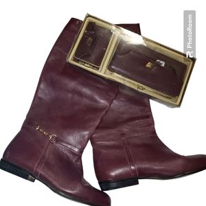 Vtg 70s Phillip Lawrence Riding Brown Boots Womens 5B  Matching Clutch & Keycase